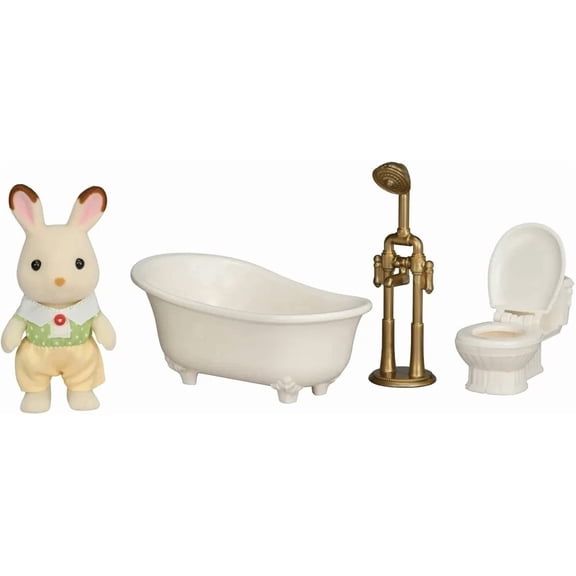 Calico Critters Chocolate Rabbit Boy Bath Time Set