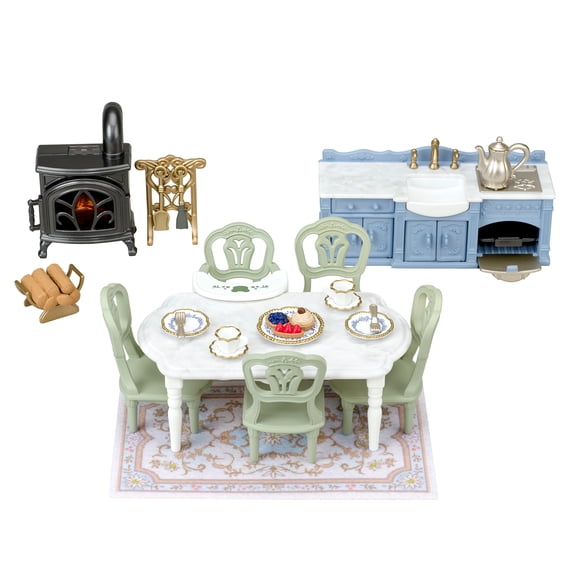 Calico Critters Red Roof Riverside Manor Elegant Dining Room - Toy Playset for Ages 3+