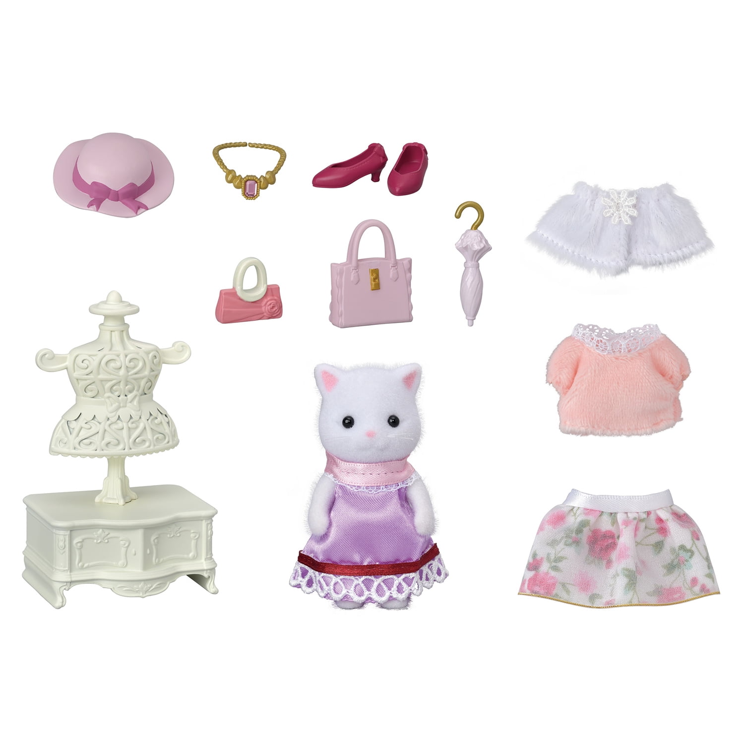 Calico Critters Fashion Playset, Persian Cat Dollhouse with Figure