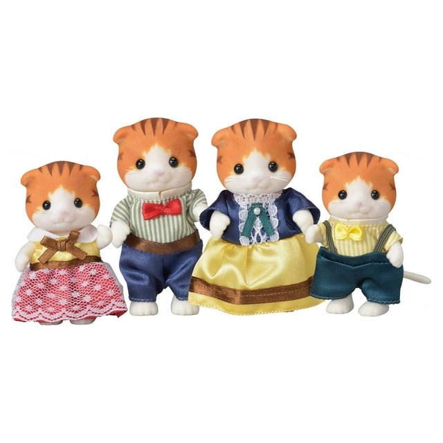 Calico Critters Maple Cat Family, Set of 4 Collectible Doll Figures