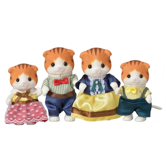 Calico Critters Maple Cat Family, Set of 4 Collectible Doll Figures
