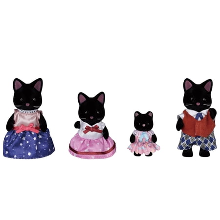 Calico Critters Midnight Cat Family, Set of 4 Collectible Doll Figures