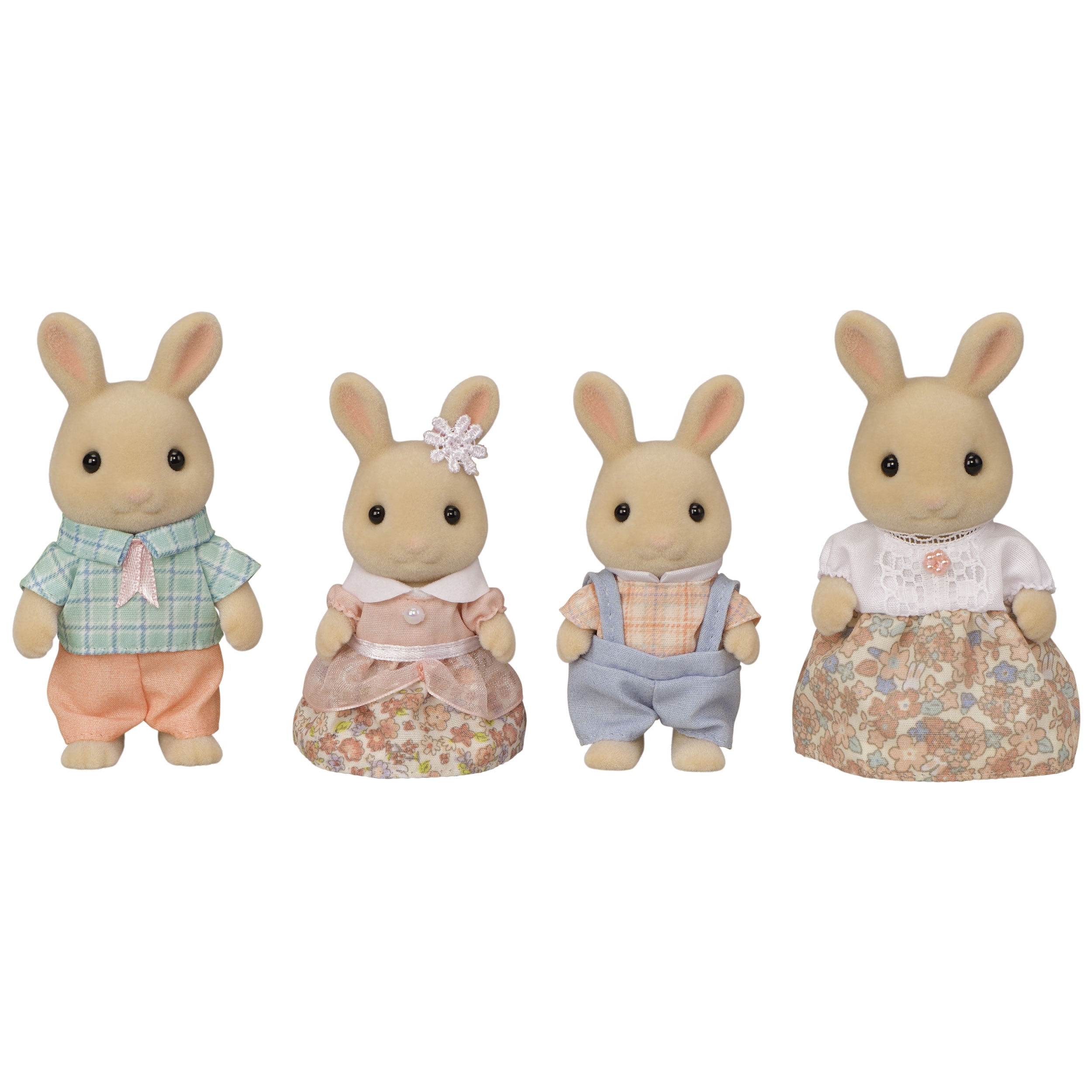 Calico Critters Milk Rabbit Family, Set of 4 Collectible Doll Figures