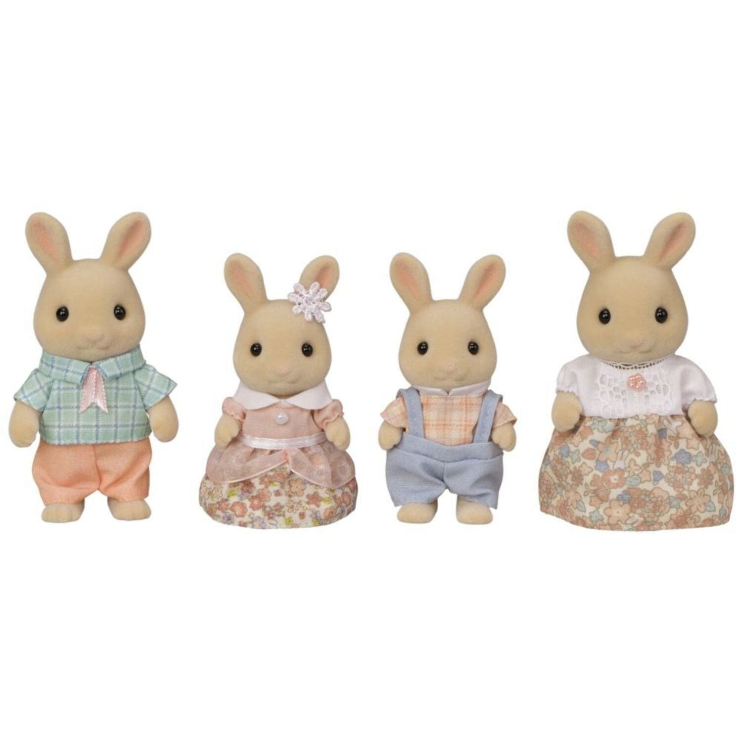 Calico Critters Milk Rabbit Family, Set of 4 Collectible Doll Figures
