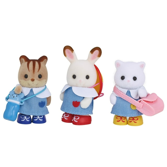 Calico Critters Nursery Friends, Set of 3 Collectible Doll Figures in Nursery School Outfits