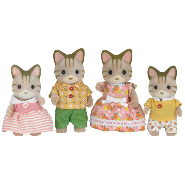 Calico Critters Sandy Cat Family, 4pc Miniature Doll Figures Set, High ...