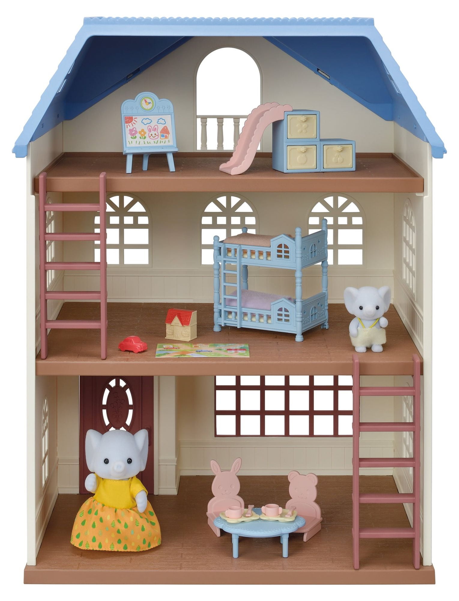 Calico Critters Sky Blue Terrace Gift Set Dollhouse Playset with Figures Furniture and Accessories Assembly Required