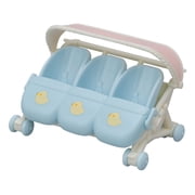 Calico Critters Triplets Stroller, Dollhouse Accessory Set for Triplet Figures
