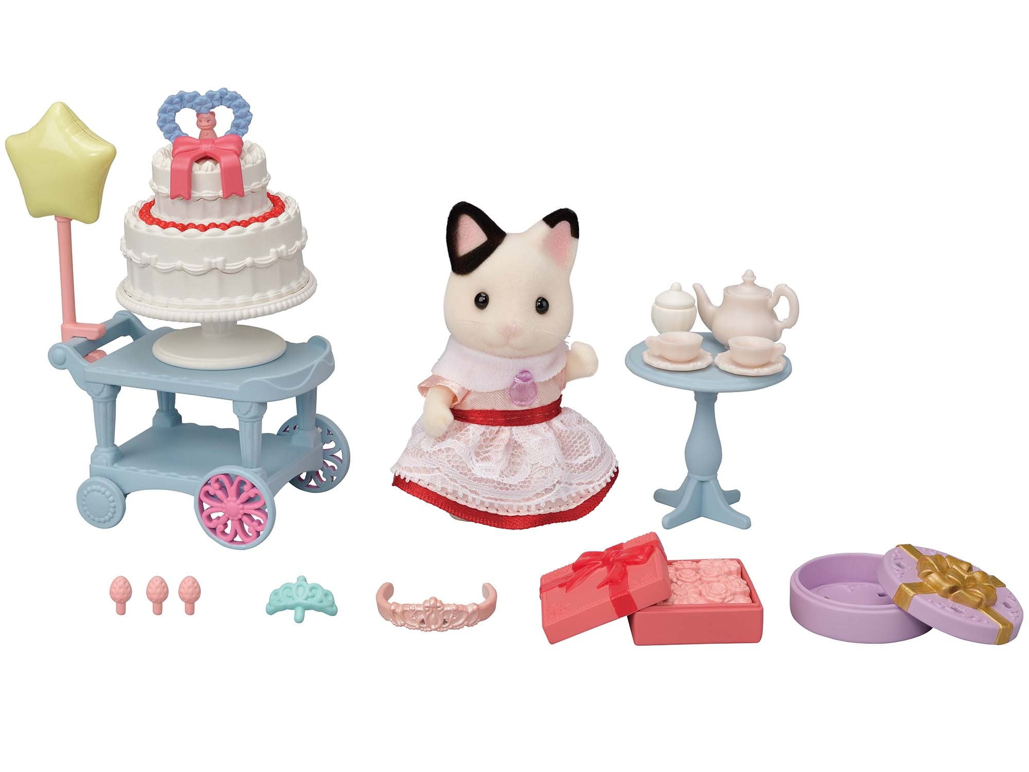 Calico Critters Tuxedo Cat Girl's Party Time Playset, Dollhouse Playset ...