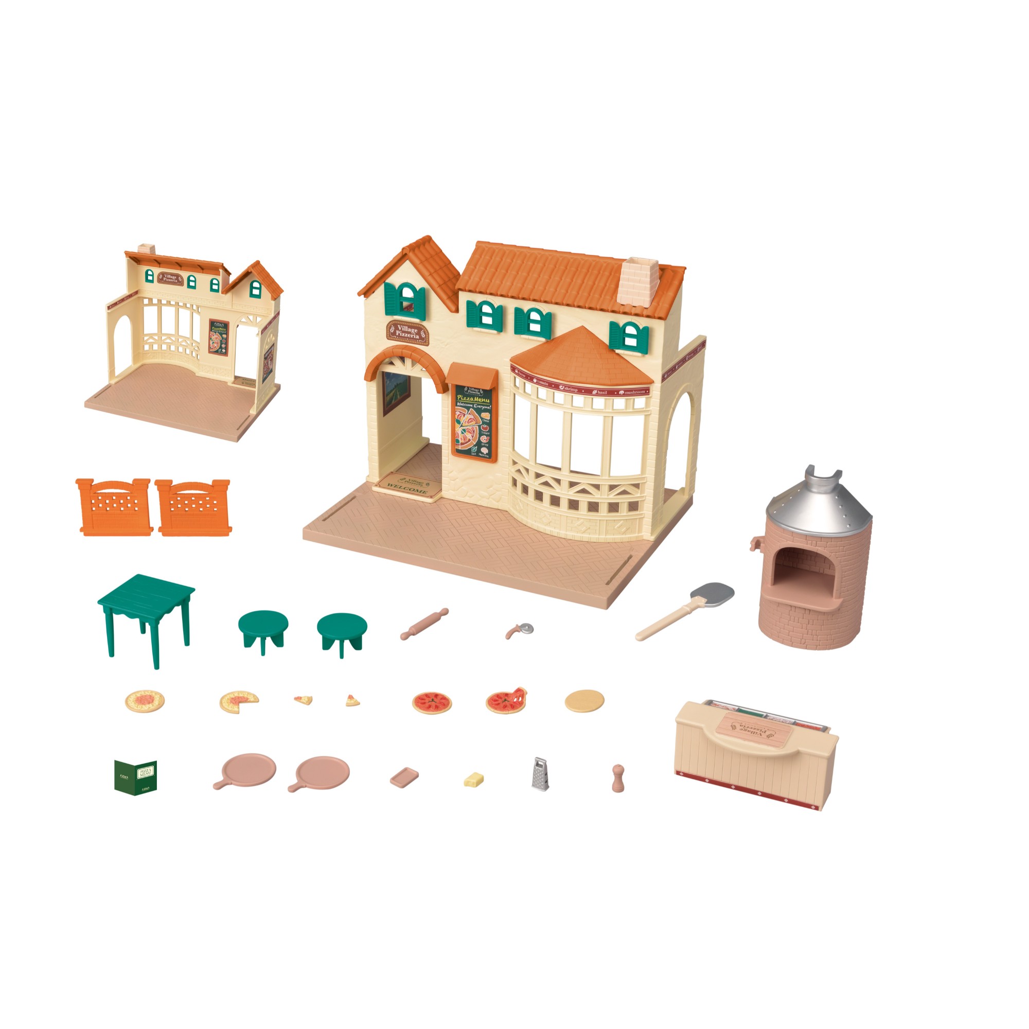 Calico Critters Village Pizzeria Dollhouse Playset, Collectible Dollhouse Toy with Furniture and Accessories Included - image 1 of 3