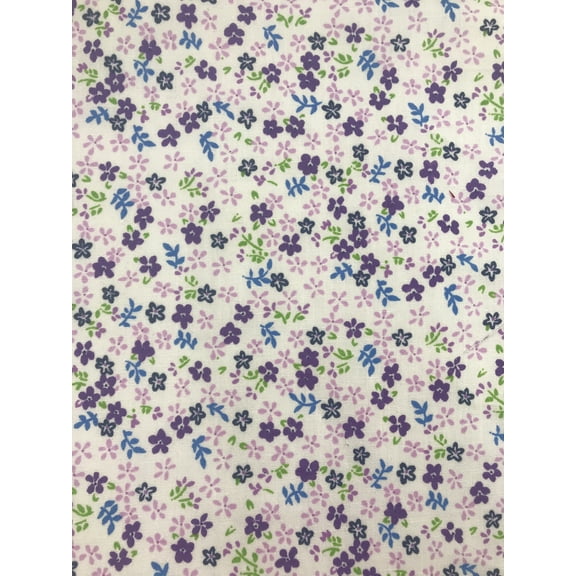 Calico Daisies Flower Print, Polycotton Fabric, Sells by the Yard from Sal Tex Fabrics, Purple