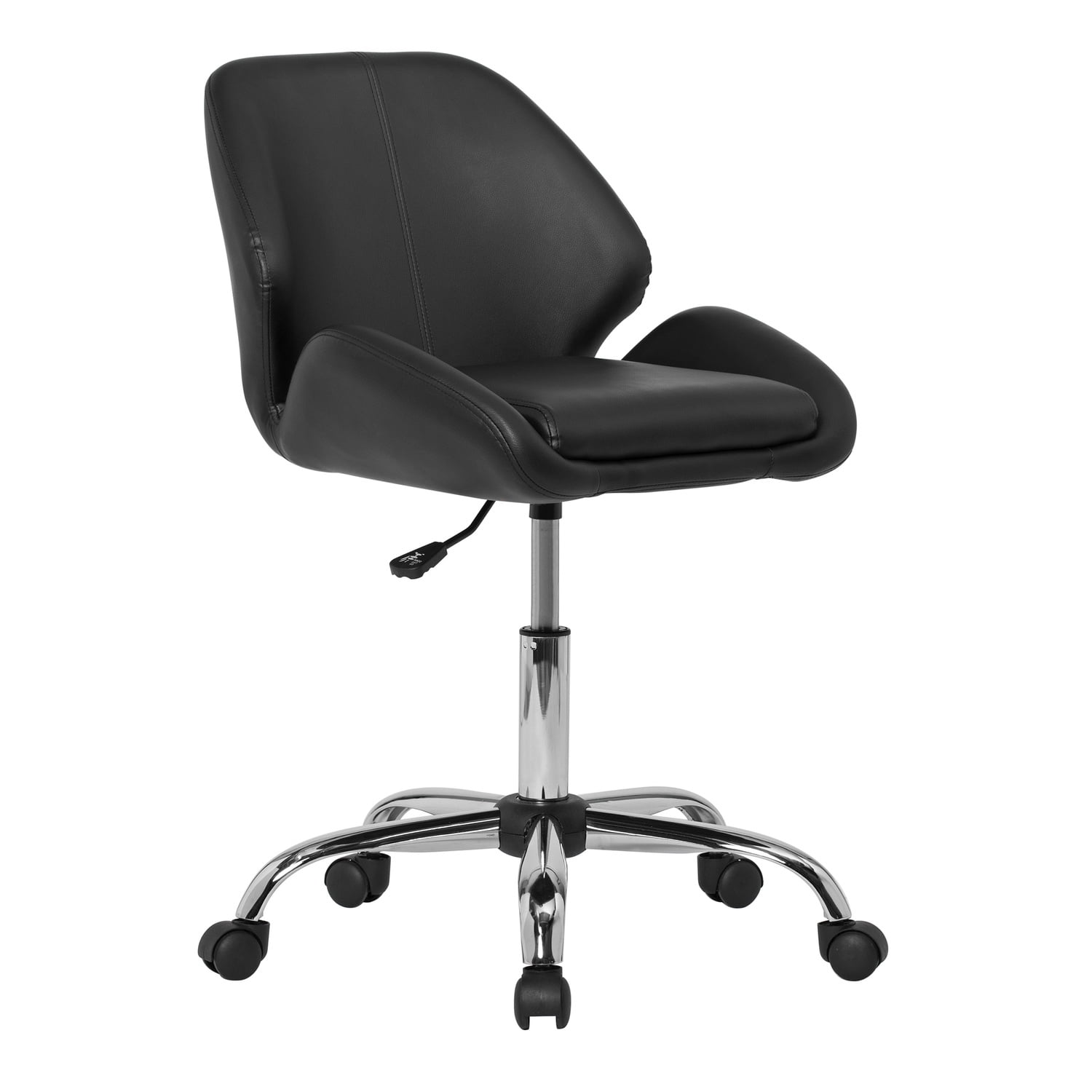 Calico Designs Blick Pearl Office Swivel Height Adjustable Task Chair, Chrome and Black Vinyl