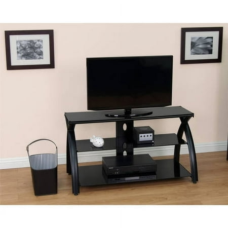 Calico Designs - Futura 3-Tier Glass TV Stand for Most Flat-Panel TVs Up to 46" - Black