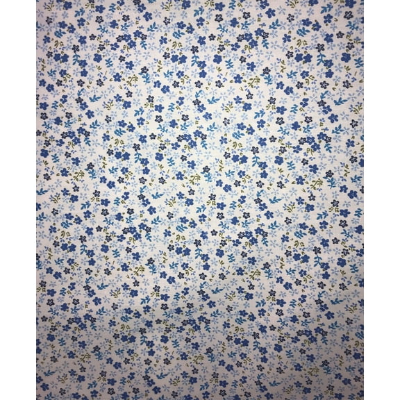 Calico Flower Print, Broadcloth Fabric, Sells by the Yard from Sal Tex Fabrics, Royal Blue