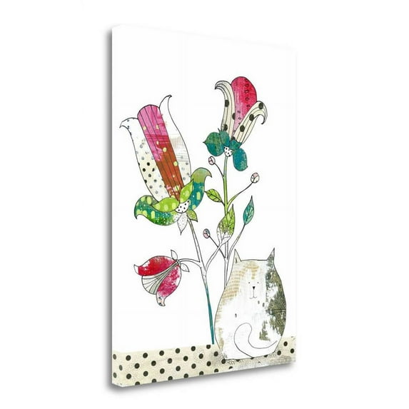 "Calico In The Flowers" By Sarah Ogren Fine Canvas Art (28 in. W x 39 in. H ( 6 lbs. ))