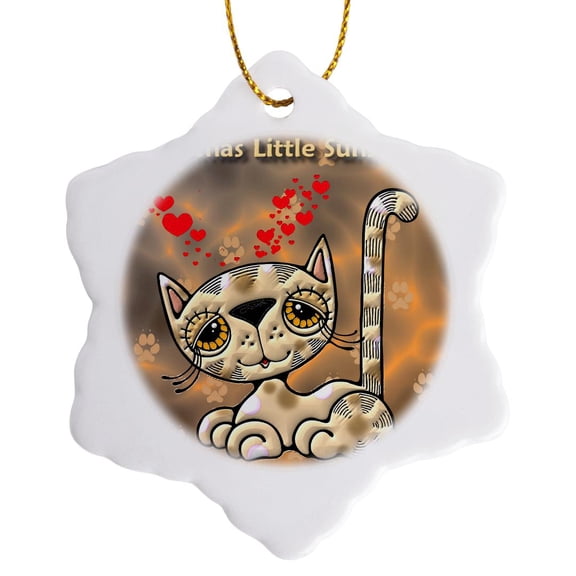 3drose, Calico Kitty Mommas Little Sunshine, 3 inch Snowflake Porcelain Ornament