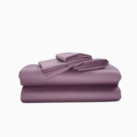 Calico Linens 400TC Sateen Solid Cotton Twin Sheet Set,includes 1 fitted sheet , 1 flat sheet and 2 pillowcases, Lilac Solid