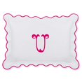 thumbnail image 1 of Calico Linens White 100% Sateen Pillow Sham Applique Monogram (U) in Hot Pink - US Standard Size 20" x 26"(2 Pcs) - 400 threadcount, 1 of 4