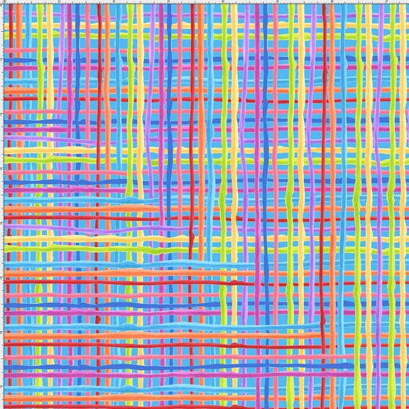 Calico Plaid Turquoise Fabric Yard