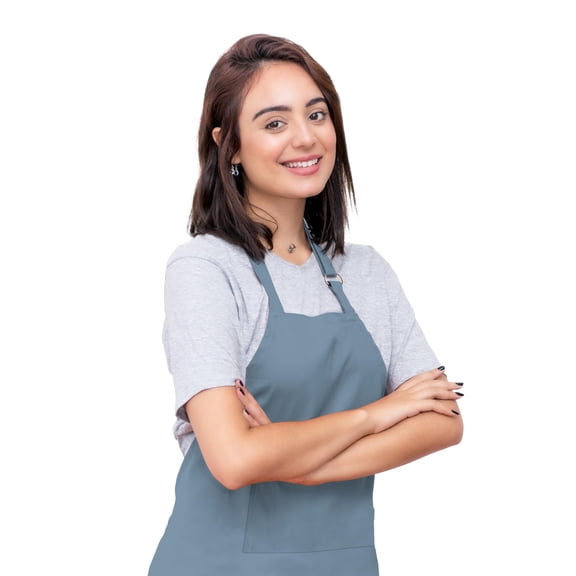 CALICOT Cotton Gray Adjustable Neck Strap Apron with Long Ties