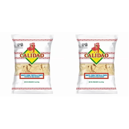 Calidad White Corn Tortilla Chips 11oz pack of 2 - White Corn Tortilla Chips Crispy Snack Gluten Free