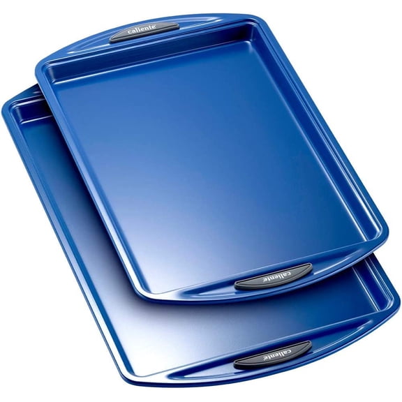 Caliente Nonstick Bakeware Set of 2 Cookie Sheets | Premium Medium & Small Baking Sheets | Durable Carbon Steel Baking Sets | Housewarming, Wedding, Chefs & Bakers Kitchen Gift
