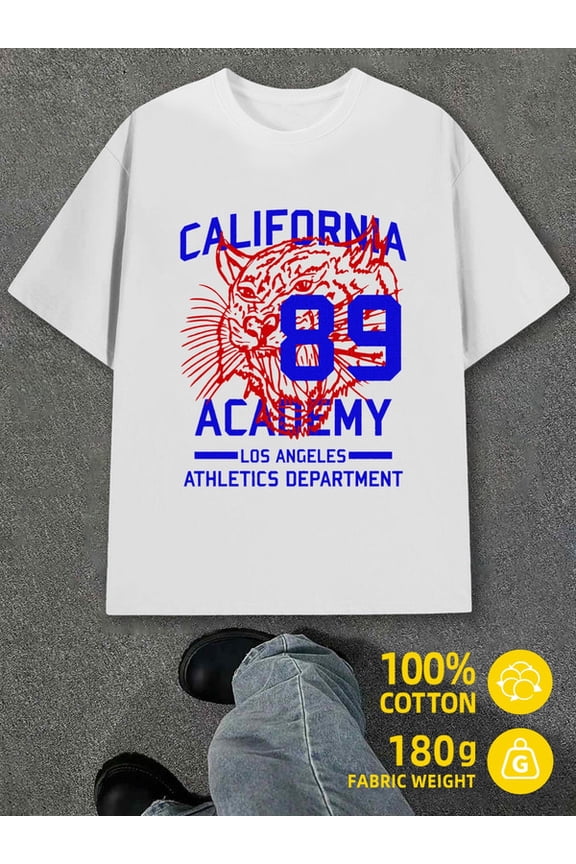 Calif. 89 Academy Tee men's white 180G 100% Cotton Stylish summer outerwear Fashion Unisex Shirt Printed tshirts Vintage Unisex Shirt Cotton tshirts