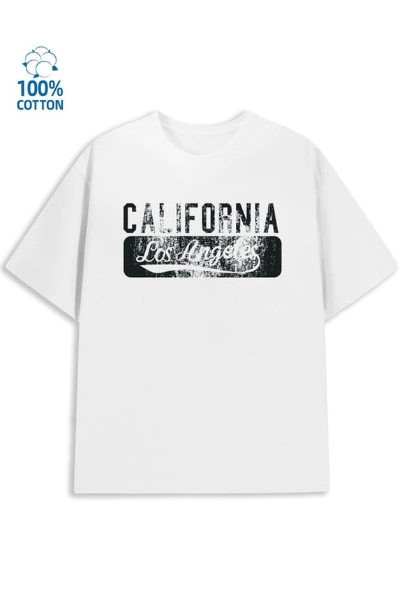 Calif. Los Angeles Tee men's city 180G 100% Cotton white y2k short Retro Unisex Shirt Cotton tshirts Funny Unisex Shirt Printed tshirts Classic Unisex Shirt Printed tshirts