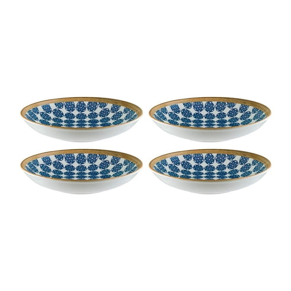 Calif dia.9" h:2" 34 oz. Round Decorated Porcelain Bowl (Set of 4)