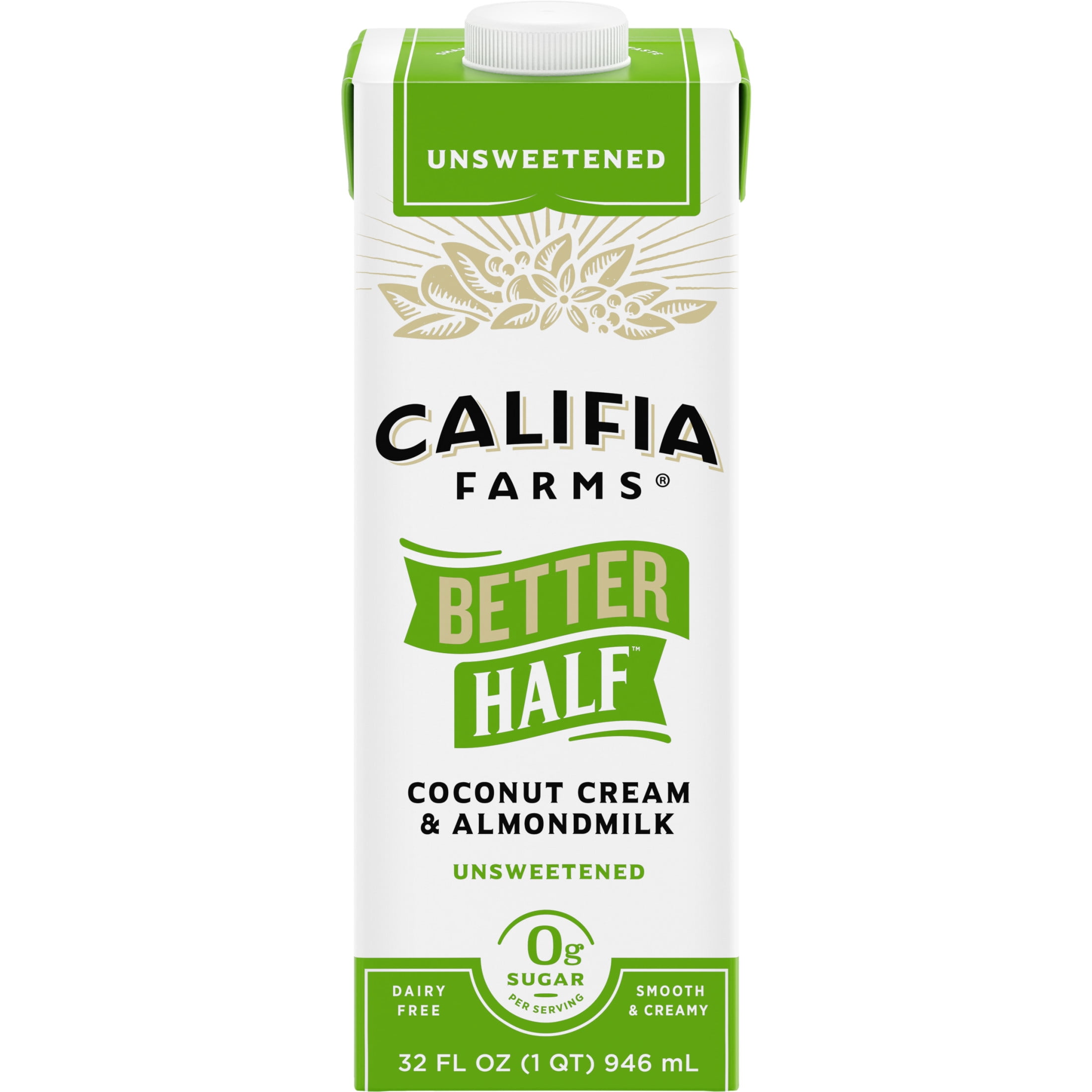 Califia Farms Unsweetened Better Half Almond Milk Half and Half 32 Fluid Ounces