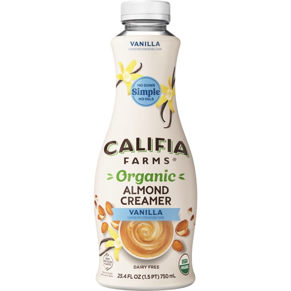 Califia Farms Organic Vanilla Almond Milk Coffee Creamer 25.4 Fluid Ounces