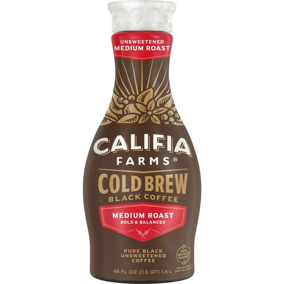 Califia Farms Pure Black Medium Roast Cold Brew Coffee 48 Fluid Ounces