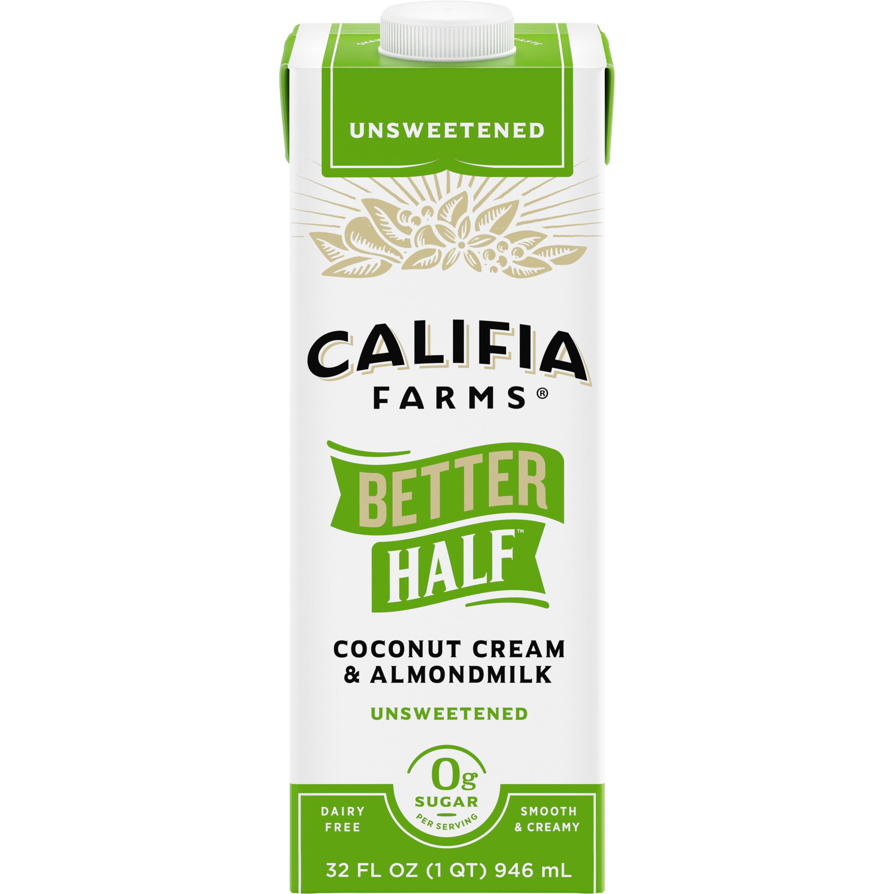 Califia Farms Unsweetened Better Half Almond Milk Half and Half 32 Fluid  Ounces - Walmart.com