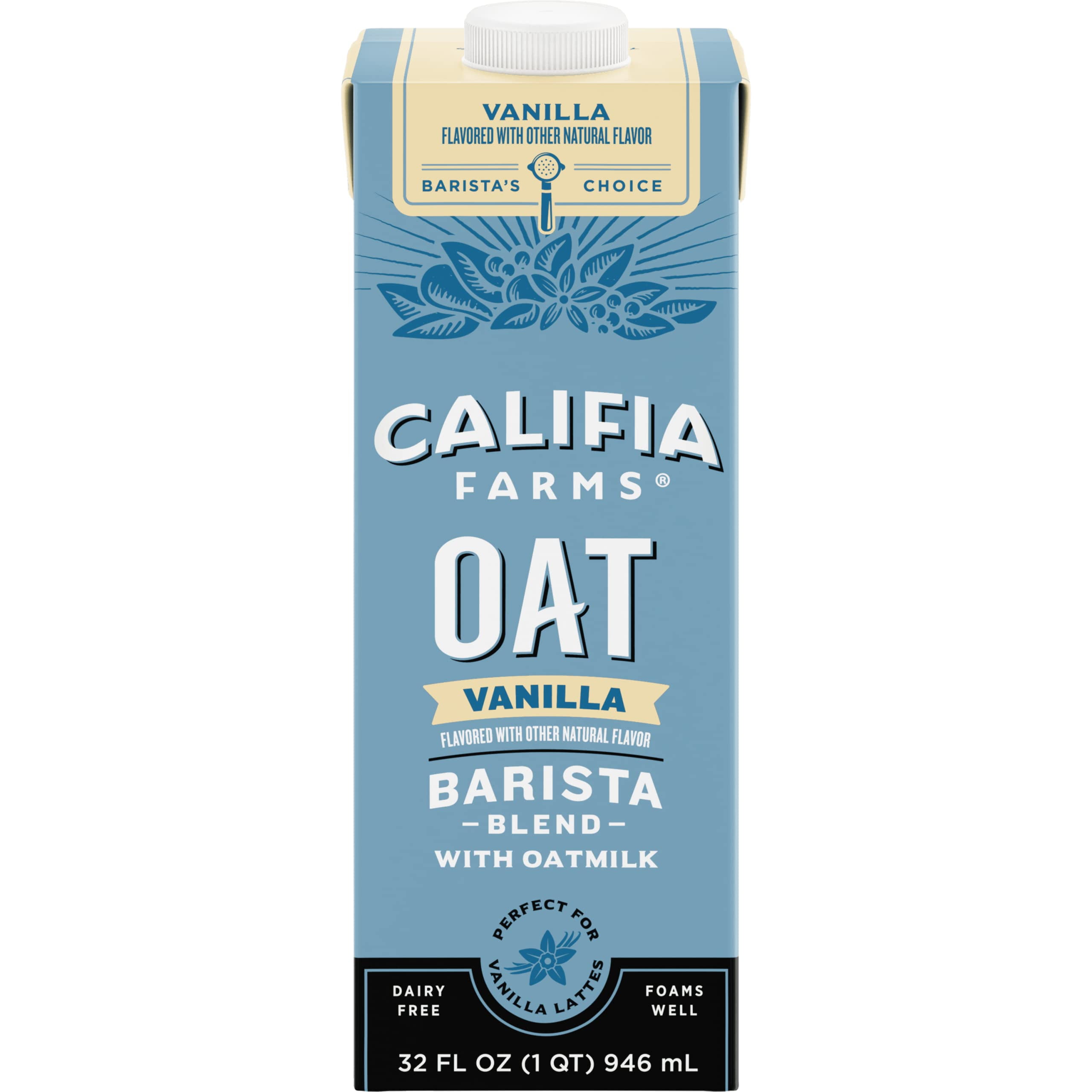 Califia Farms Vanilla Oat Barista Blend Oat Milk, 32 Oz, Dairy Free, Vegan, Plant Based