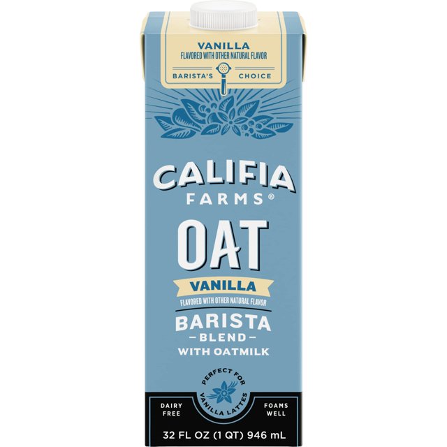Califia Farms Vanilla Oat Barista Blend Oat Milk, 32 Oz, Dairy Free, Vegan, Plant Based