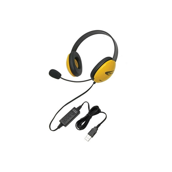 Califone 2800-YL CT Listening First Stereo Headphones, Yellow; Comfortable Adjustable Headband, Specifically Sized for Young Students, Ideal for Beginning Computer Classes and Story-time Uses