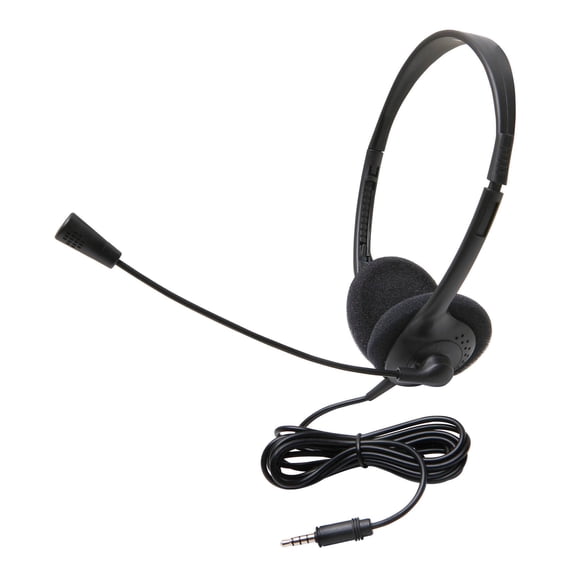 Califone 3065AVT Lightweight On-Ear Headset with Gooseneck Microphone, 3.5mm Plug, Black