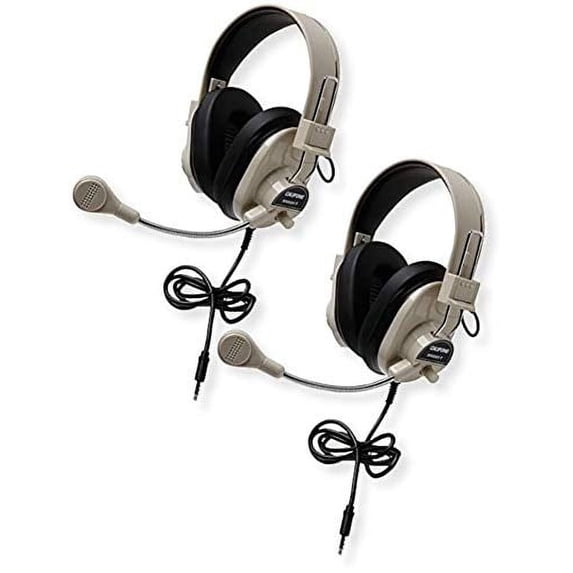 Califone 3066AVT Deluxe Multimedia Stereo Headset with to Go Plug, Rugged ABS Plastic Headstrap with Comfort Sling, Fully Adjustable Headband, Pack of 2