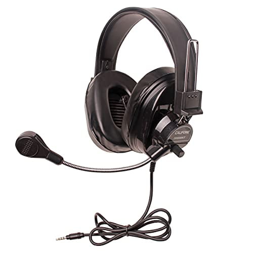 Califone 3066BKT Deluxe Over-Ear Stereo Headset with Gooseneck Microphone, 3.5mm Plug, Black, Each