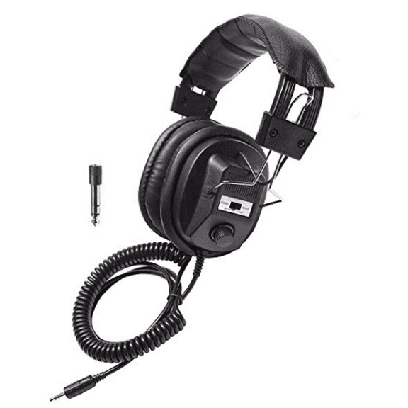 Califone 3068AV Switchable Stereo/Mono Over-Ear Headphones, 3.5mm with 1/4 inch Adapter Plug, Black, Each