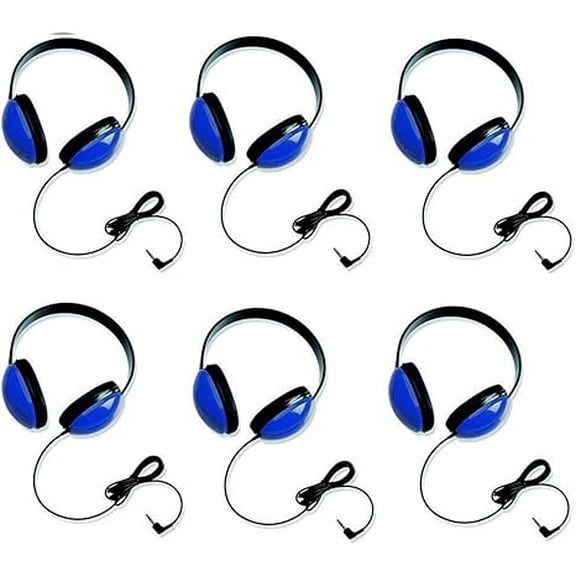 Califone 2800-BL Listening First Stereo Headphones for Kids (Blue, 6-Pack)