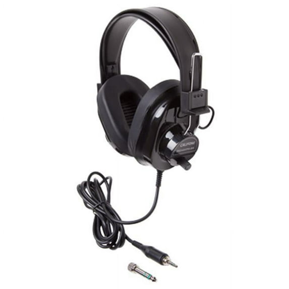 Califone 2924AVPS-BK Deluxe Stereo Over-Ear Headphones, 3.5mm Plug with 1/4 inch Adapter, Straight Cord, Black, Each