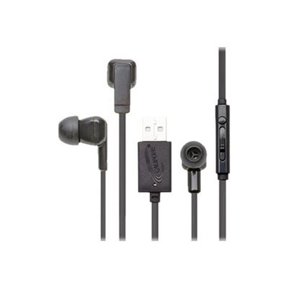 Califone E3USB Multimedia Ear Bud With USB Plug - Stereo - USB - Wired - 16 Ohm - 12 Hz - 22 kHz - Earbud - Binaural - In-ear - 3.90 ft Cable - Black