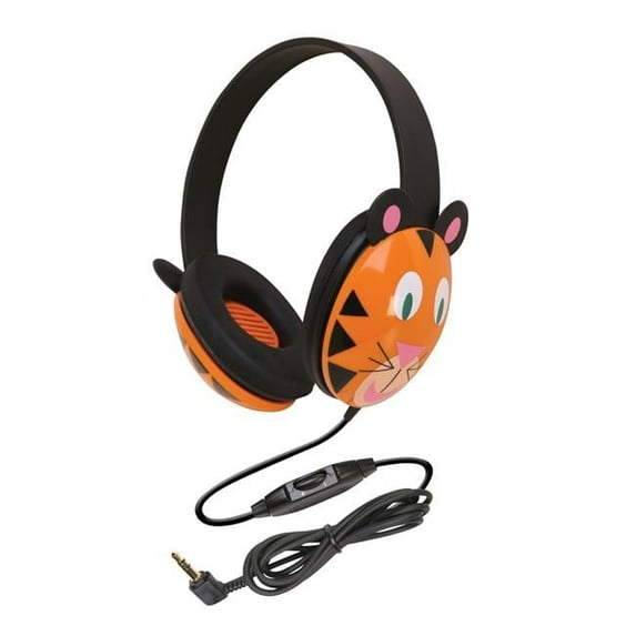 Califone Listening First 2810-TI Over-Ear Stereo Headphones with Inline Volume Control, 3.5mm Plug, Tiger, Each