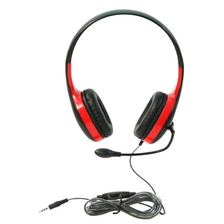 Califone On-Ear Headset with Gooseneck Microphone, 3.5mm, Red