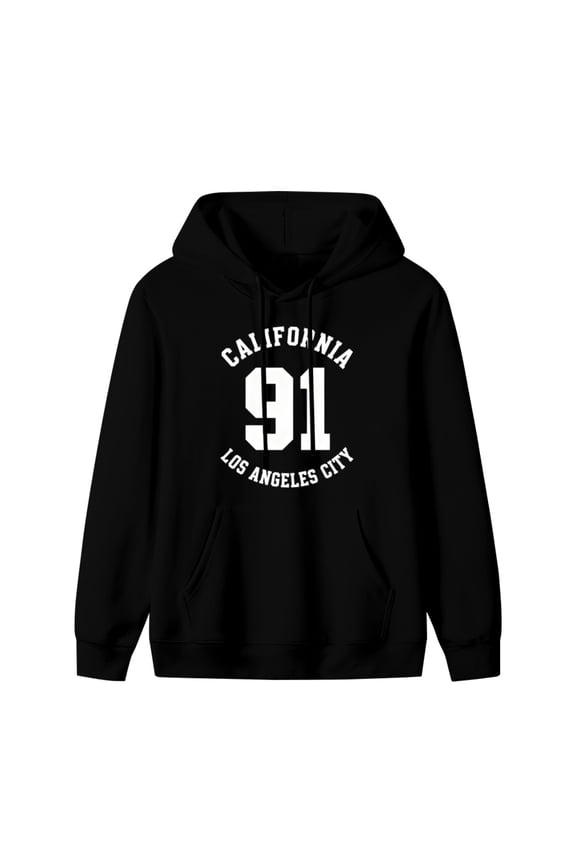 Califonia Los Angeles City Print Mens Hoodies with Long Sleeve, Lightweight Basis Pullover Men's Drawstring Pocket Sweatshirt Hooded