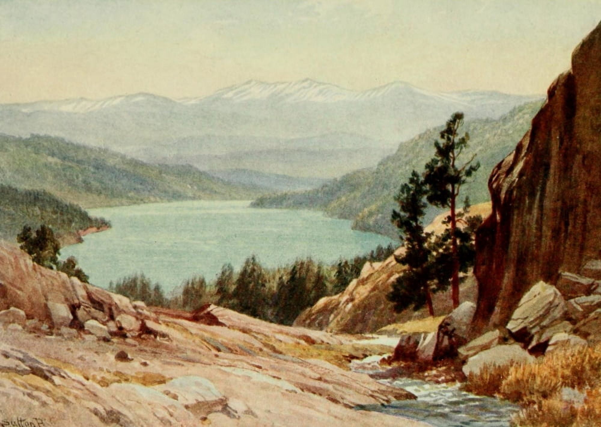 California 1914 Donner Lake Canvas Art - H Sutton Palmer (24 x 36)
