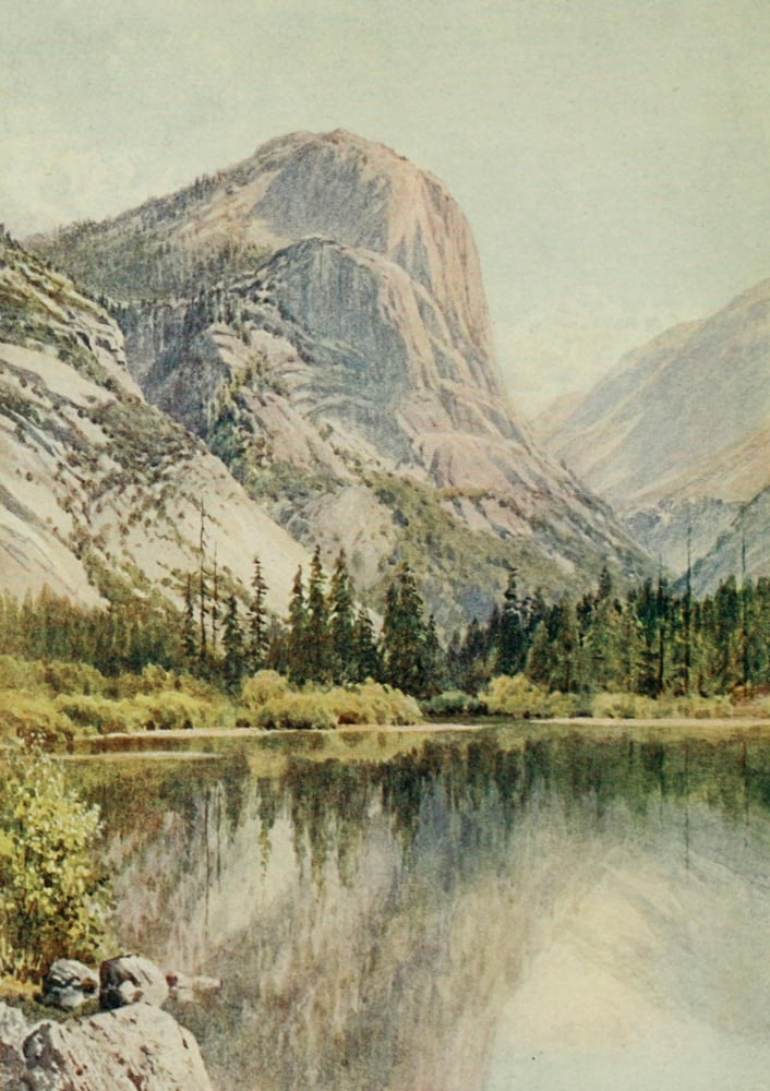 California 1914 Mirror Lake Yosemite Canvas Art - Harold Sutton Palmer (24 x 36)