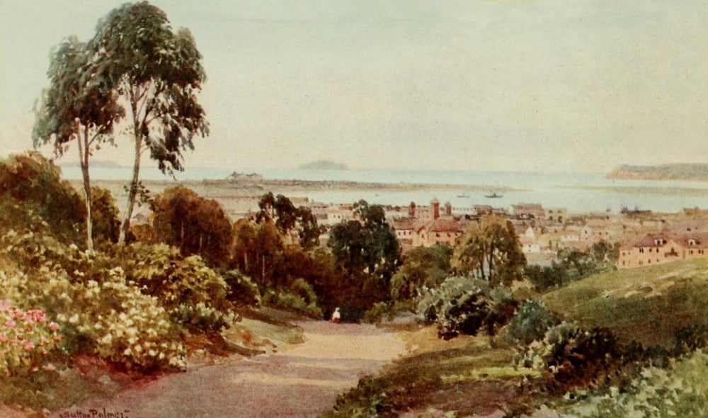 California 1914 San Diego looking towards Point Loma Canvas Art - H Sutton Palmer (24 x 36)
