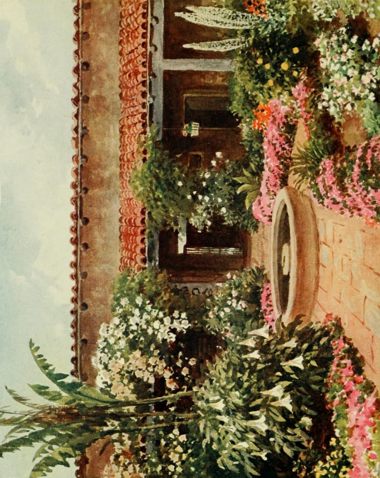 California 1914 The Pation old Spanish residence Canvas Art - Harold Sutton Palmer (24 x 36)